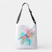 水色の背景に赤いトンボ クロスボディバッグ (裏面)