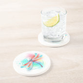 水色の背景に赤いトンボ コースター (側面)