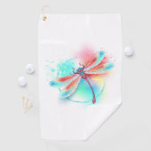 水色の背景に赤いトンボ ゴルフタオル (インサイチュ)