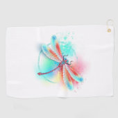 水色の背景に赤いトンボ ゴルフタオル (横)