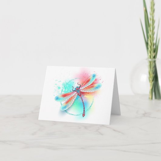 水色の背景に赤いトンボ サンキューカード (正面)