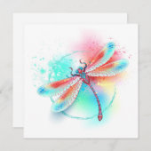 水色の背景に赤いトンボ サンキューカード (正面/裏面)