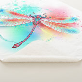 水色の背景に赤いトンボ シェルパブランケット (3/4)