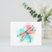 水色の背景に赤いトンボ シーズンポストカード (スタンド正面)