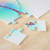 水色の背景に赤いトンボ ジグソーパズル (側面)