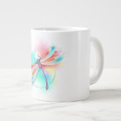 水色の背景に赤いトンボ ジャンボコーヒーマグカップ (正面右)