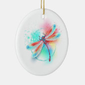 水色の背景に赤いトンボ セラミックオーナメント (右)