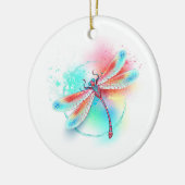 水色の背景に赤いトンボ セラミックオーナメント (左)