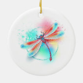 水色の背景に赤いトンボ セラミックオーナメント (裏面)