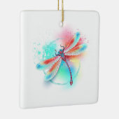 水色の背景に赤いトンボ セラミックオーナメント (右)