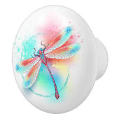 水色の背景に赤いトンボ セラミックノブ (右)