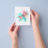 水色の背景に赤いトンボ チラシ (手)