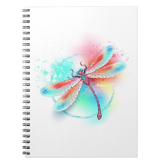 水色の背景に赤いトンボ ノートブック (正面)
