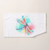 水色の背景に赤いトンボ ハンドタオル (ハンドタオル)