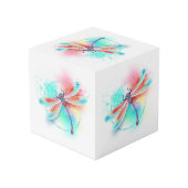 水色の背景に赤いトンボ フォトキューブ (裏面アングル)