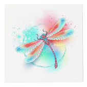 水色の背景に赤いトンボ フォトキューブ (正面)