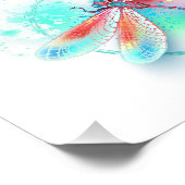 水色の背景に赤いトンボ フォトプリント            (角)