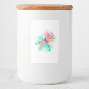 水色の背景に赤いトンボ フードラベル