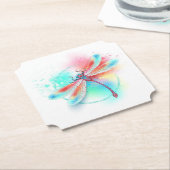 水色の背景に赤いトンボ ペーパーコースター (アングル)