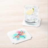 水色の背景に赤いトンボ ペーパーコースター (インサイチュ)