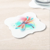 水色の背景に赤いトンボ ペーパーコースター (アングル)