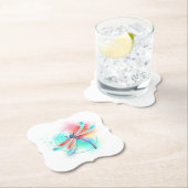 水色の背景に赤いトンボ ペーパーコースター (インサイチュ)