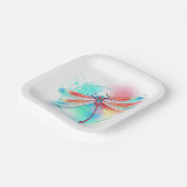 水色の背景に赤いトンボ ペーパープレート (傾斜あり)