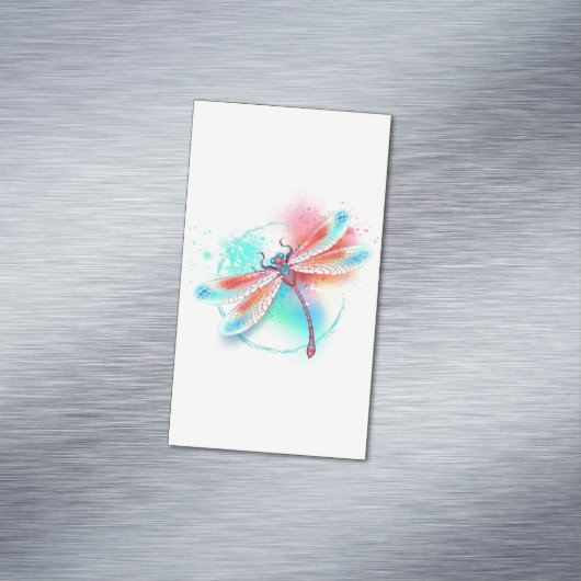 水色の背景に赤いトンボ マグネット名刺 (インサイチュ)