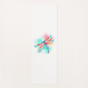 水色の背景に赤いトンボ ヨガマット