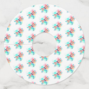 水色の背景に赤いトンボ ワイングラスタグ