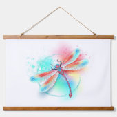 水色の背景に赤いトンボ 吊り下げ型タペストリー (正面)