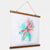 水色の背景に赤いトンボ 吊り下げ型タペストリー (傾斜あり)