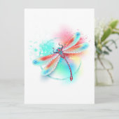 水色の背景に赤いトンボ 招待状 (スタンド正面)