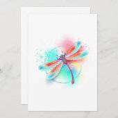 水色の背景に赤いトンボ 招待状 (正面/裏面)