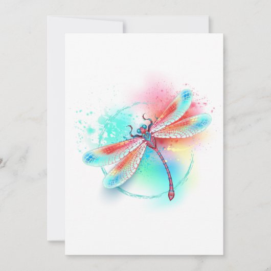 水色の背景に赤いトンボ 案内状 (正面)