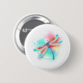 水色の背景に赤いトンボ 缶バッジ (正面&裏面)