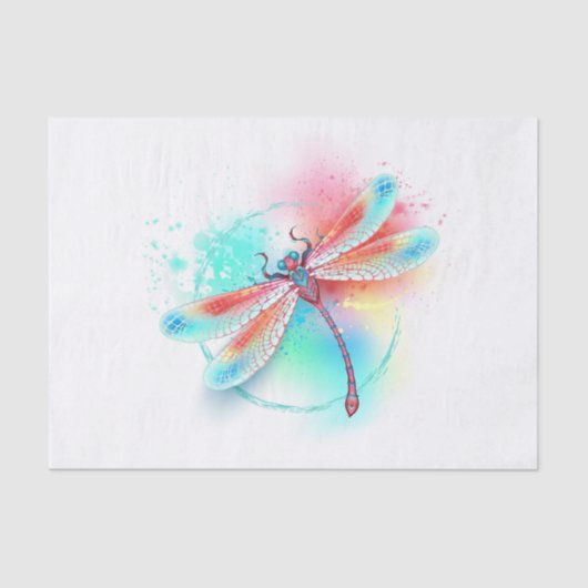 水色の背景に赤いトンボ 薄葉紙 (正面)