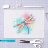 水色の背景に赤いトンボ 薄葉紙 (クラフト)