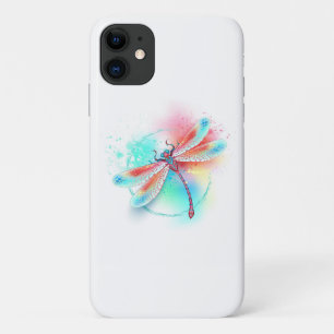 水色の背景に赤いトンボ iPhone 11 ケース