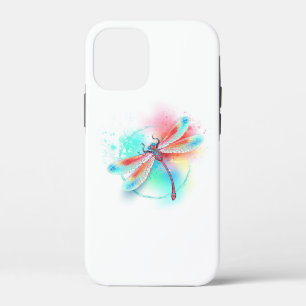 水色の背景に赤いトンボ iPhone 12 MINI ケース