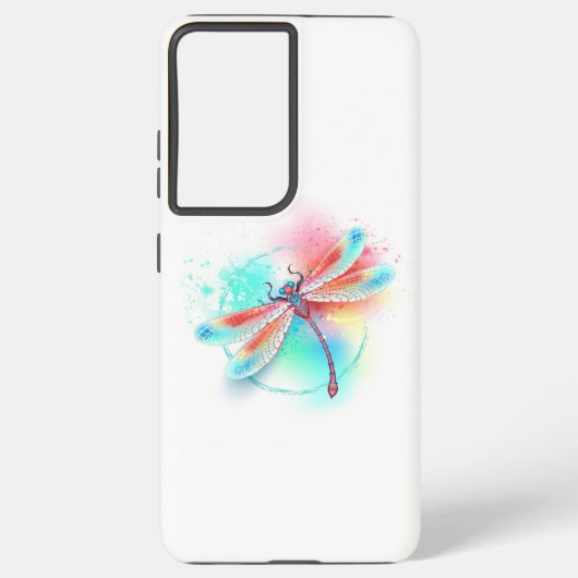 水色の背景に赤いトンボ SAMSUNG GALAXYケース (裏面)