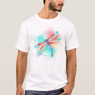水色の背景に赤いトンボ Tシャツ