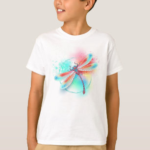 水色の背景に赤いトンボ Tシャツ