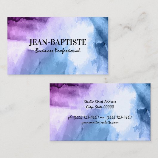 水色の背景（紫） 名刺 (正面/裏面)