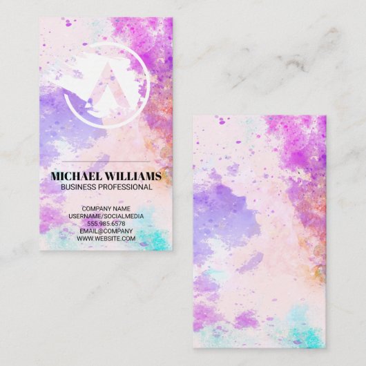 水色の背絵を描景 | クリエイティブ芸術的 名刺 (正面/裏面)