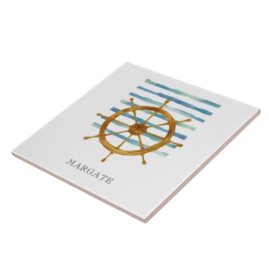 水色の船舶用車輪の沿岸ビーチマーガート タイル (側面)