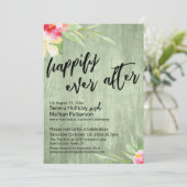 水色の花が緑の木の後に幸せに 招待状 (スタンド正面)