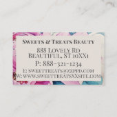 水色の花とメタリックシルバーフローラ 名刺 (裏面)