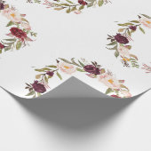 水色の花のリースのギフト用包装紙 ラッピングペーパー (角)