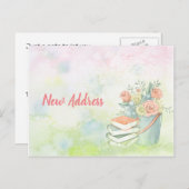 水色の花の住所の変更ポストカード 案内ポストカード (正面/裏面)